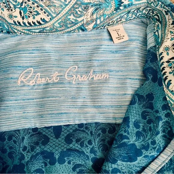 Robert Graham Button Down Shirt NWT Short Sleeve Size Large - Picture 6 of 10
